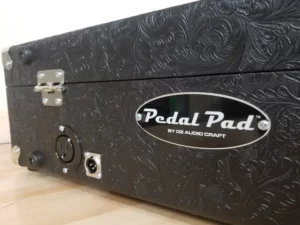 The back of a black Deeper Model Pedal Pad custom pedalboard